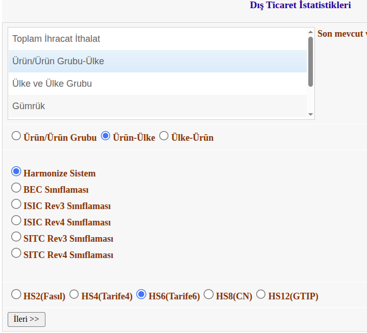 Türk Dış Ticaret İstatistiklerine Erişim